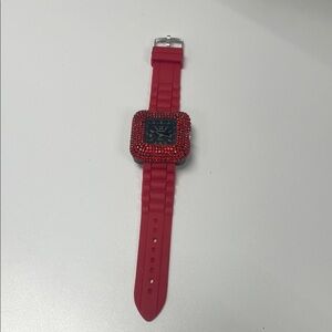 Strada Red Crystal-Embellished Watch